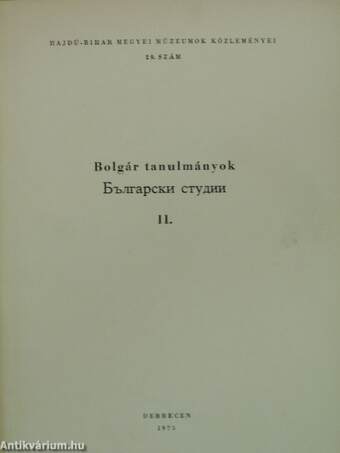 Bolgár tanulmányok II.