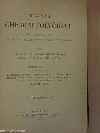 Magyar Chemiai Folyóirat 1895-1897. január-december