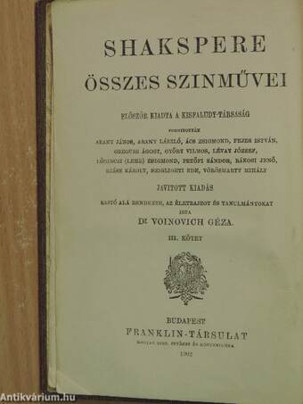 Shakspere történeti szinművei I-II.