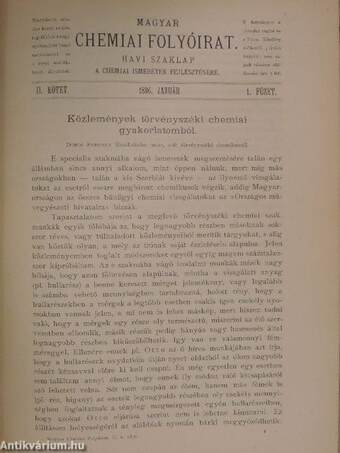 Magyar Chemiai Folyóirat 1895-1897. január-december