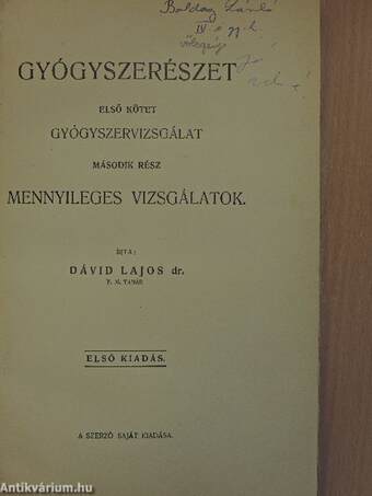 Gyógyszerészet I/2. (töredék)