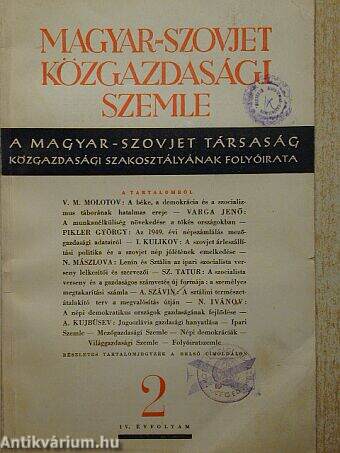 Magyar-Szovjet Közgazdasági Szemle 1950. február