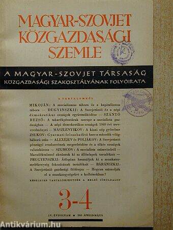 Magyar-Szovjet Közgazdasági Szemle 1950. április-május