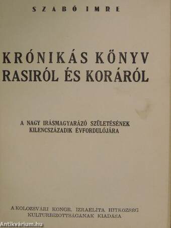 Krónikás könyv Rasiról és koráról