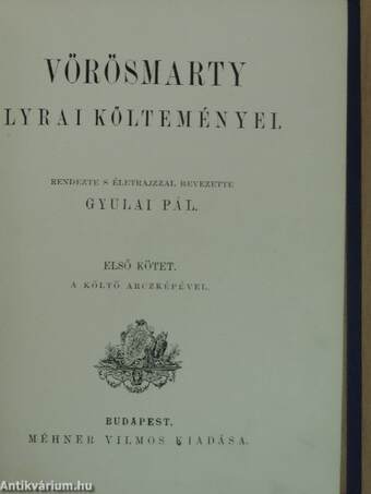 Vörösmarty lyrai költeményei I-II.