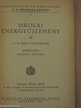 Iskolai énekgyüjtemény II.