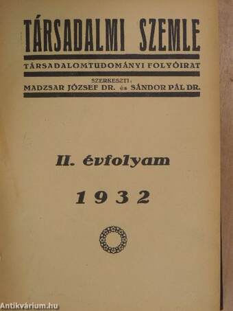 Társadalmi Szemle 1932. január-december