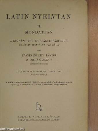 Latin nyelvtan II.