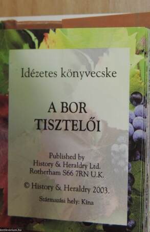 A bor tisztelői (minikönyv)