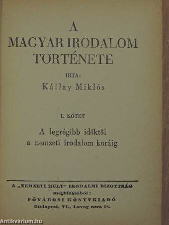 A magyar irodalom története I-III.