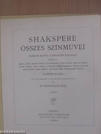 Shakspere összes színművei I-III.