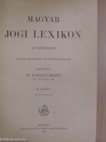 Magyar jogi lexikon II. (töredék)