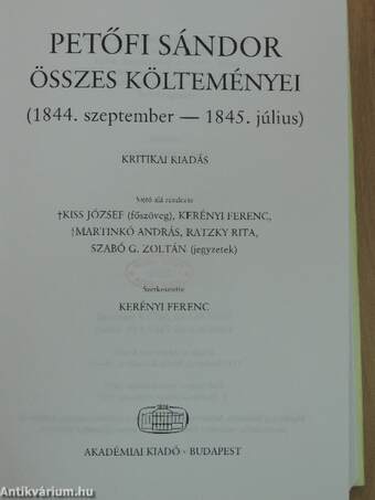 Petőfi Sándor összes költeményei (1844. szeptember - 1845. július)