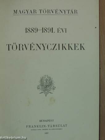 1889-1891. évi törvényczikkek