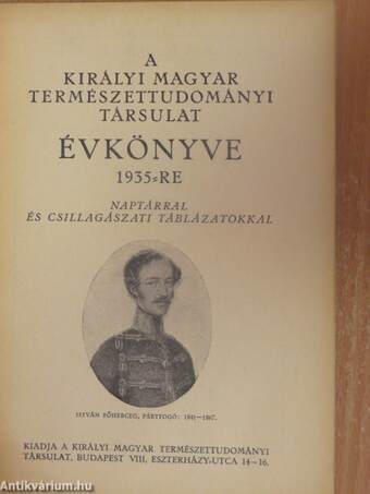 A Királyi Magyar Természettudományi Társulat évkönyve 1935-re