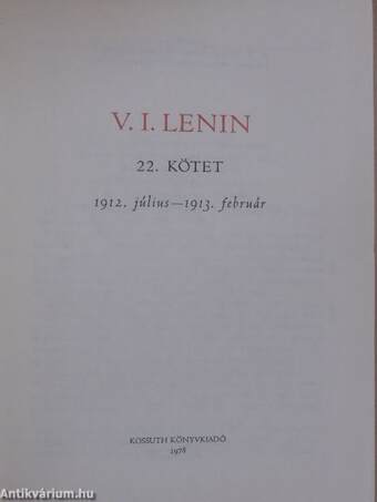 V. I. Lenin összes művei 22.