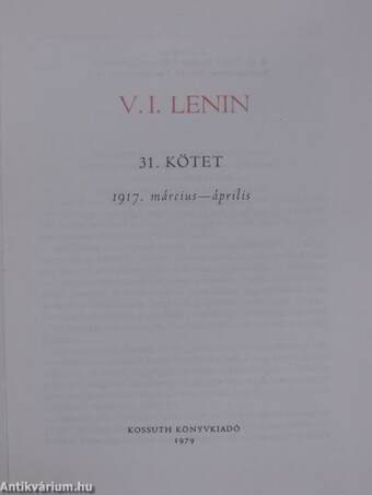 V. I. Lenin összes művei 31.