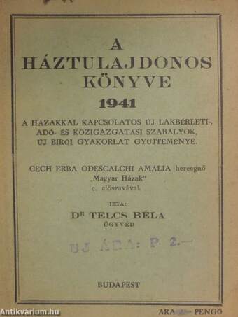 A háztulajdonos könyve 1941.