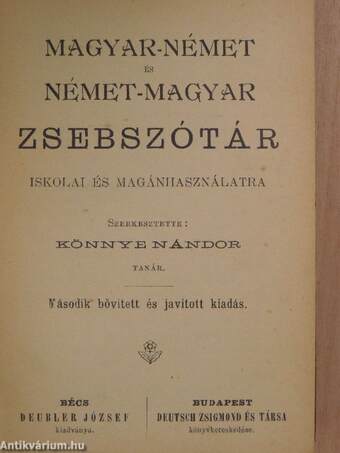 Magyar-német és német-magyar zsebszótár I-II.