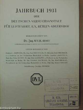 Jahrbuch 1931 der Deutschen Versuchsanstalt für Luftfahrt