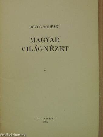 Magyar világnézet (Tiltólistás kötet)