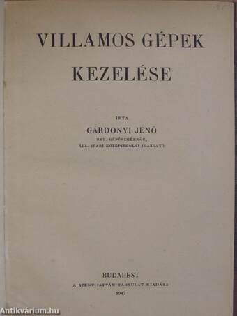 Villamos gépek kezelése