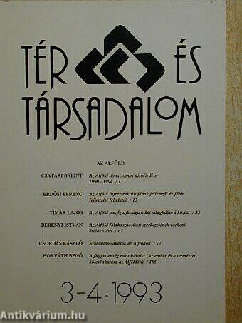 Tér és Társadalom 1993/3-4.