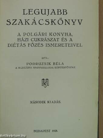 Legujabb szakácskönyv