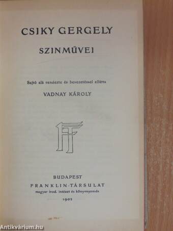 Csiky Gergely szinművei