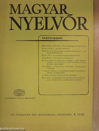 Magyar Nyelvőr 1989. október-december