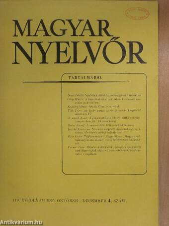 Magyar Nyelvőr 1995. október-december