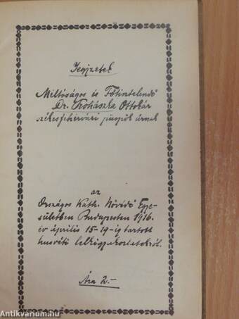 Jegyzetek Méltóságos és Főtisztelendő Dr. Prohászka Ottokár székesfehérvári püspök úrnak az Országos Kath. Nővédő Egyesületben Budapesten 1916. év április 15-19-ig tartott husvéti lelkigyakorlatokról