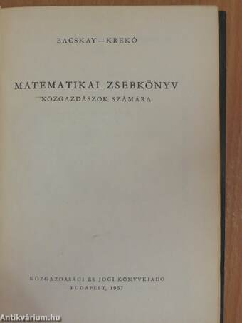 Matematikai zsebkönyv