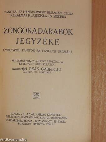 Zongoradarabok jegyzéke