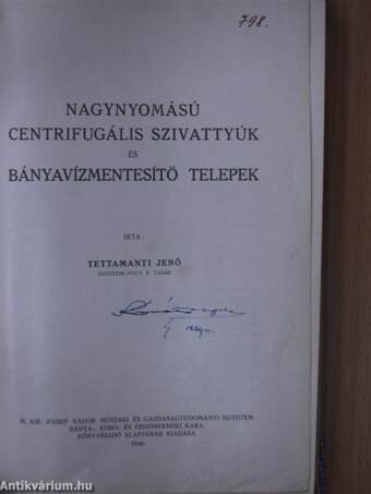 Nagynyomású centrifugális szivattyúk és bányavízmentesítő telepek