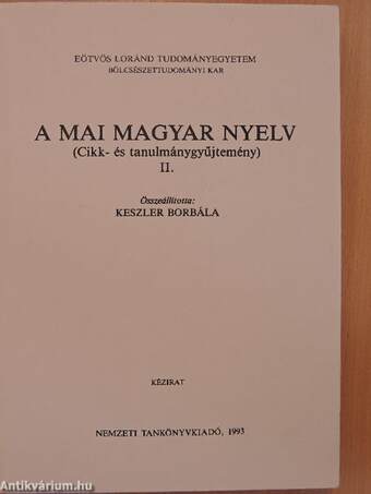 A mai magyar nyelv II. 