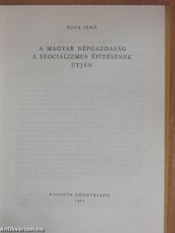 A magyar népgazdaság a szocializmus építésének útján