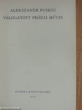 Puskin válogatott prózai művei