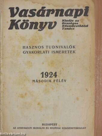 Vasárnapi Könyv 1915., 1924. (nem teljes évfolyamok)