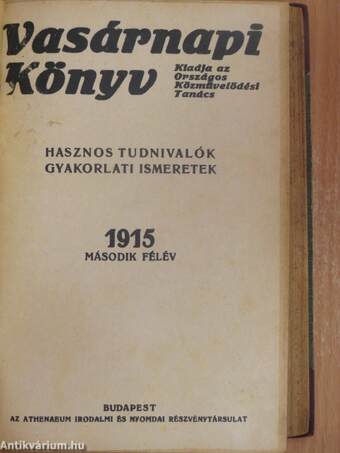 Vasárnapi Könyv 1915., 1924. (nem teljes évfolyamok)