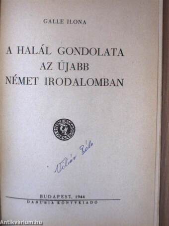 A halál gondolata az újabb német irodalomban