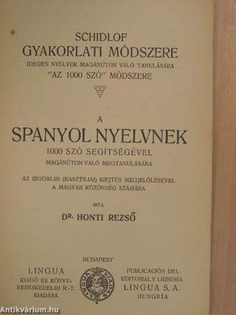 Schidlof gyakorlati módszere - Spanyol 1-10. füzet