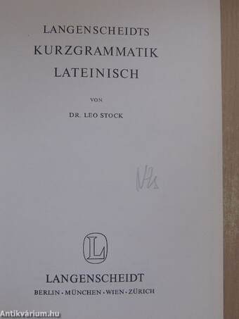 Langenscheidts Kurzgrammatik Lateinisch