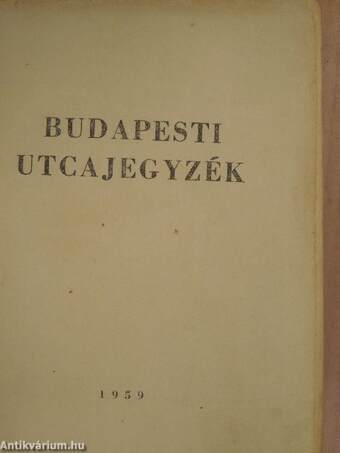 Budapesti utcajegyzék 1959.