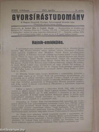 Gyorsírástudomány 1943. április