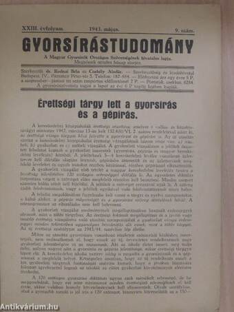 Gyorsírástudomány 1943. május