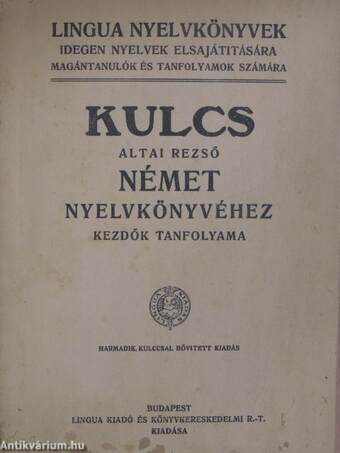 Kulcs Altai Rezső német nyelvkönyvéhez