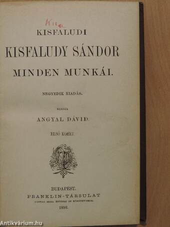 Kisfaludi Kisfaludy Sándor minden munkái 1-8.