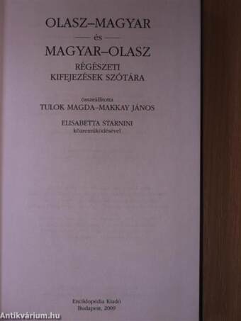 Olasz-magyar és magyar-olasz régészeti kifejezések szótára