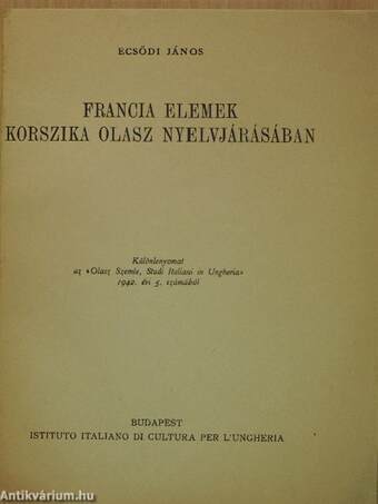 Francia elemek Korszika olasz nyelvjárásában